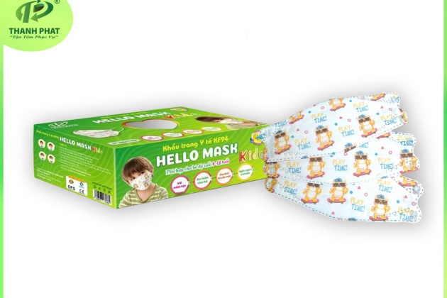 Khẩu Trang Em Bé Hello Kids KF94 ( Họa Tiết Mèo Đeo Kính - 50 cái/hộp )